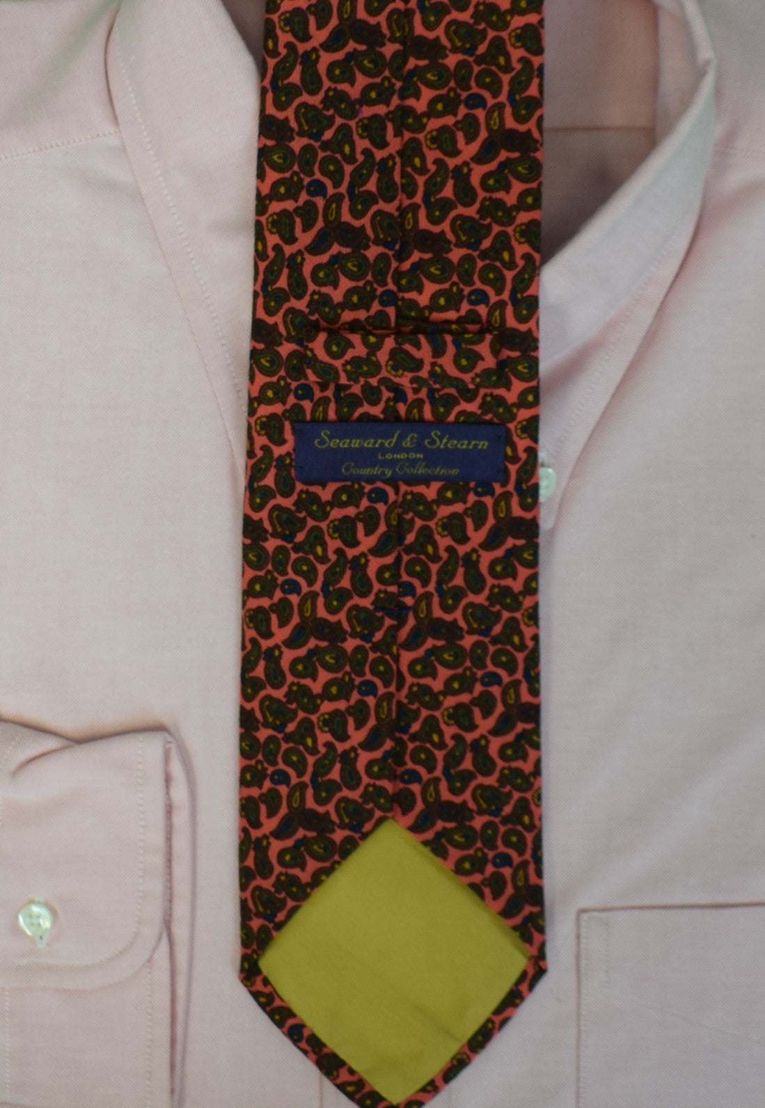 "Seaward & Stearn London Country Collection Dusty Rose Paisley Wool Challis Tie" (NWOT)