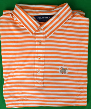 Ralph Lauren Polo Golf Orange/ White Stripe Sport Shirt w/ Rolling Rock Club Logo Sz: XXL