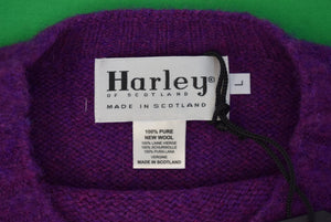 "Harley Of Scotland Heather Purple Melange Shaggy Dog Shetland Wool Crewneck Sweater" Sz L (NWT)