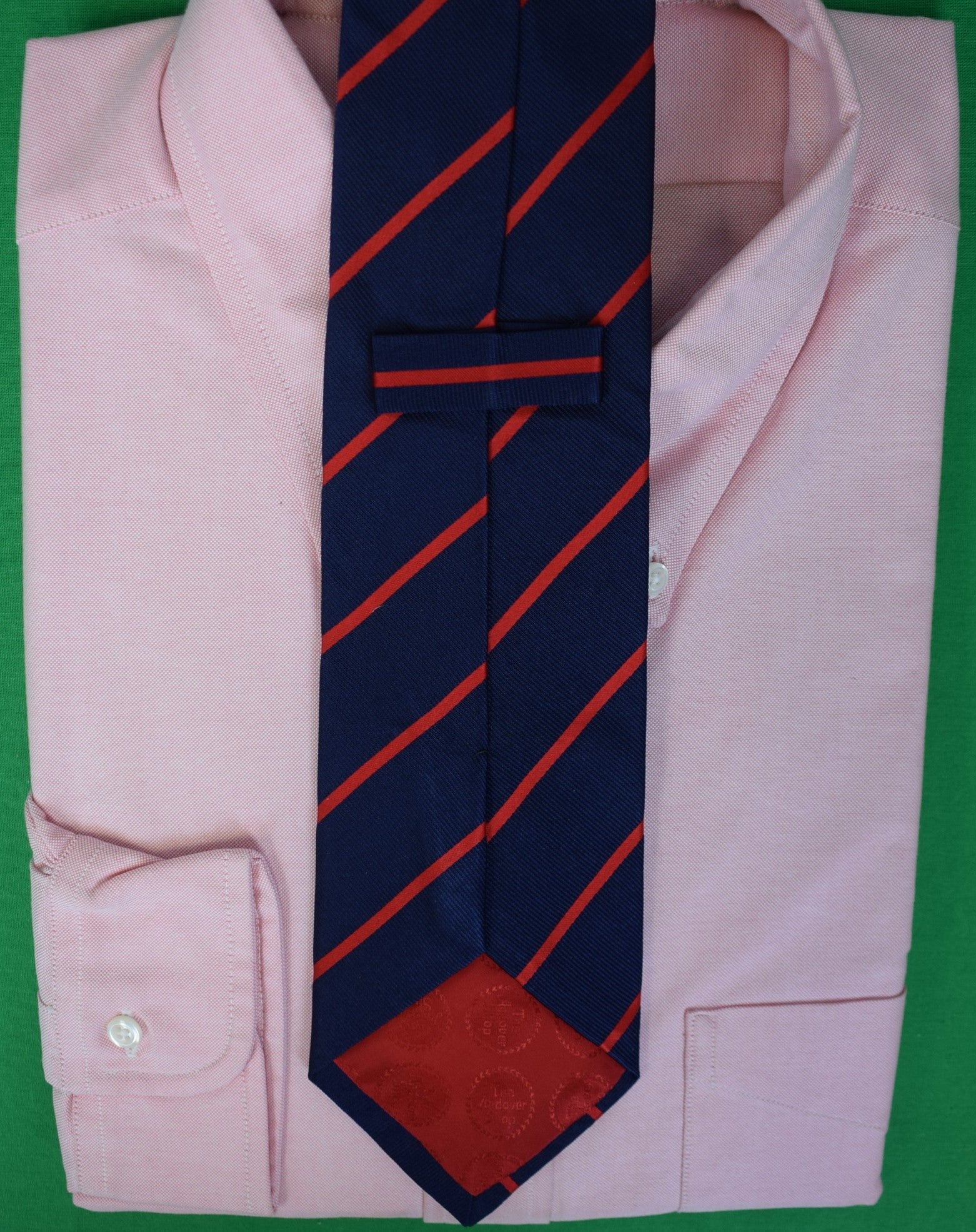 The Andover Shop Navy w/ Red Stripe English Silk Club Tie