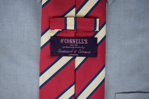 O'Connell's x Seaward & Stearn Red w/ Navy/ White Repp Stripe English Silk Tie