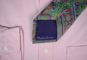 Ralph Lauren Purple Label Italian Handmade Silk Paisley Floral Tie