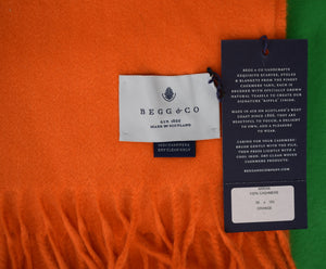 Begg & Co Scottish Cashmere Arran Oversized Hermes Orange Scarf (NWT)