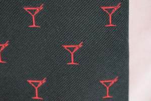 "Polo Ralph Lauren Black Italian Silk w/ Red Martini Glass Club Tie"
