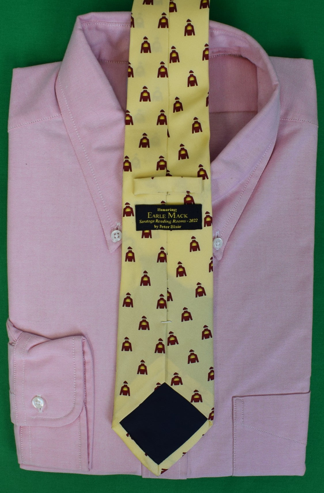 Saratoga Reading Rooms 2022 Honoring Earle Mack Yellow Jockey Silk Club Tie