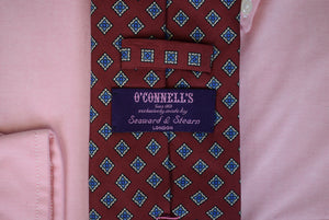 O'Connell's x Seaward & Stearn Burgundy w/ Blue Foulard English Silk Tie (NWOT)