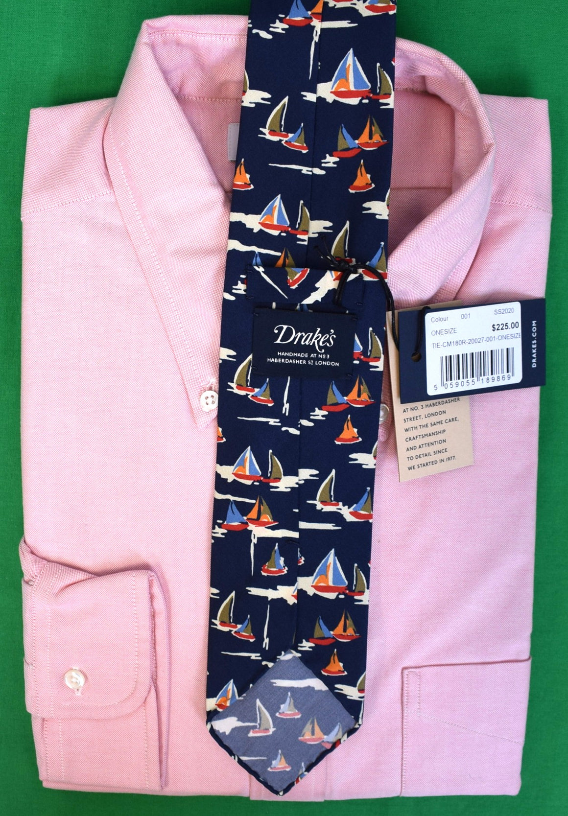 Drake's London Navy English Silk w/ Multi Sailboat Print Club Tie (NWT)