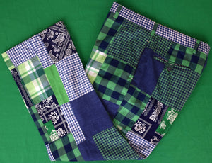 "Chipp Green/ Blue Chambray/ Gingham Patch Panel c1980 Trousers" Sz 38