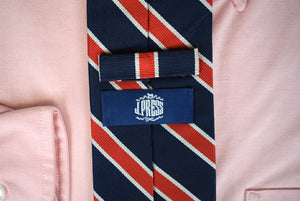 J. Press Navy/ Red Silver Repp Stripe Silk Tie