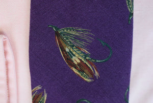 Polo Ralph Lauren Purple Wool Challis Trout Fly Club Tie