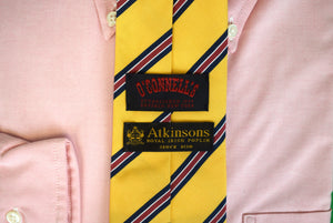 O'Connell's x Atkinsons Irish Poplin Necktie - Stripe - Yellow w/ Navy & Red (NWOT)