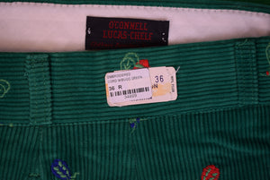 O'Connell's Green Corduroy w/ Embroidered Bug Print Sz 36 NWT