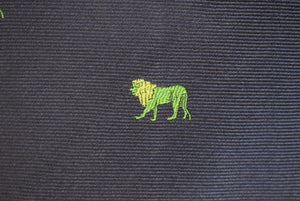 "The Andover Shop x Seaward & Stearn Navy Silk Tie w/ Lime Lions" (NWOT) (SOLD)