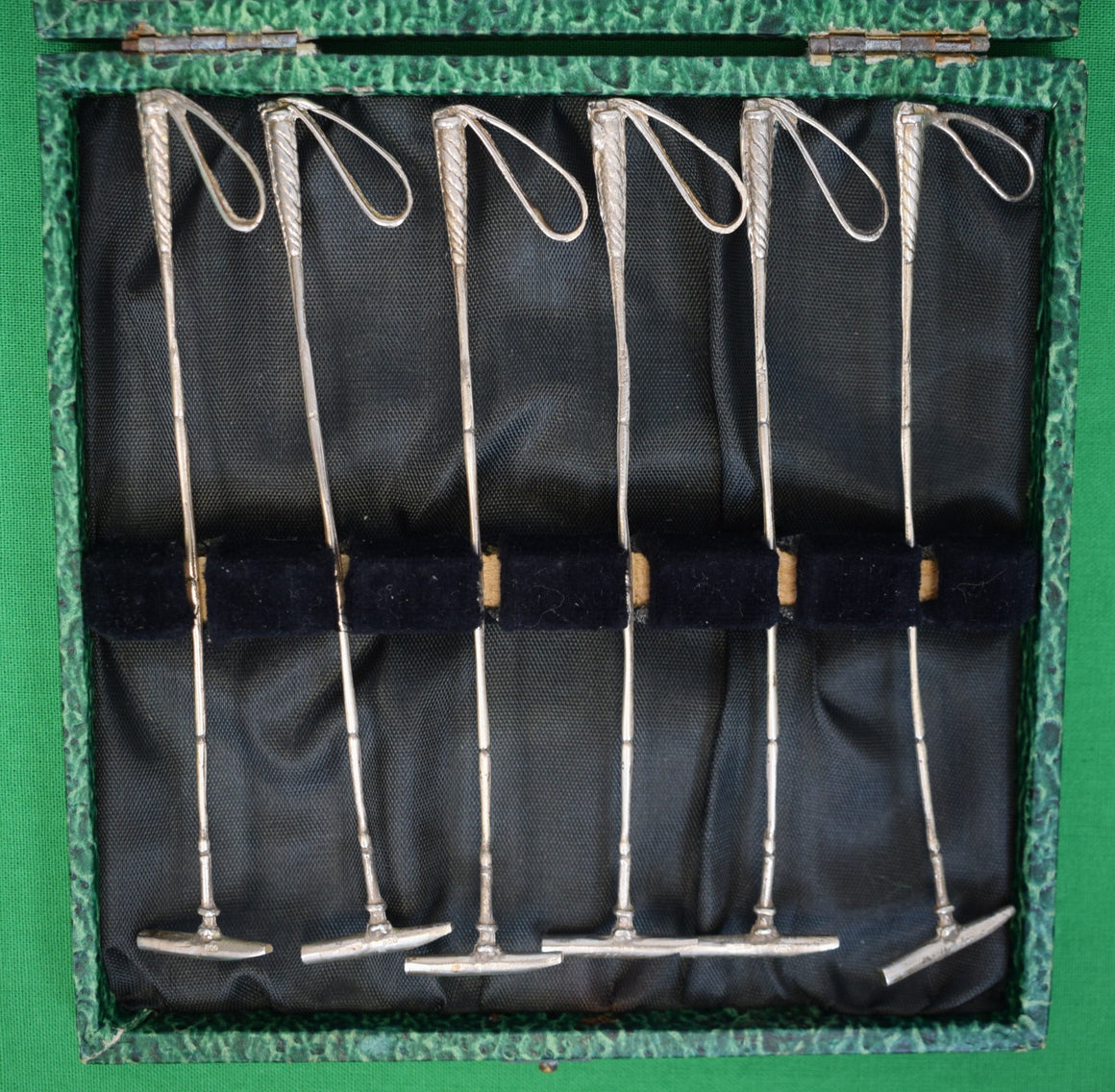 "Box Set x 6 English Sterling Silver c1920s Polo Mallet Drink Stirrer/ Sticks" (SOLD)
