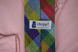 "Chipp 2 Multicolor Check Silk Shantung Tie"