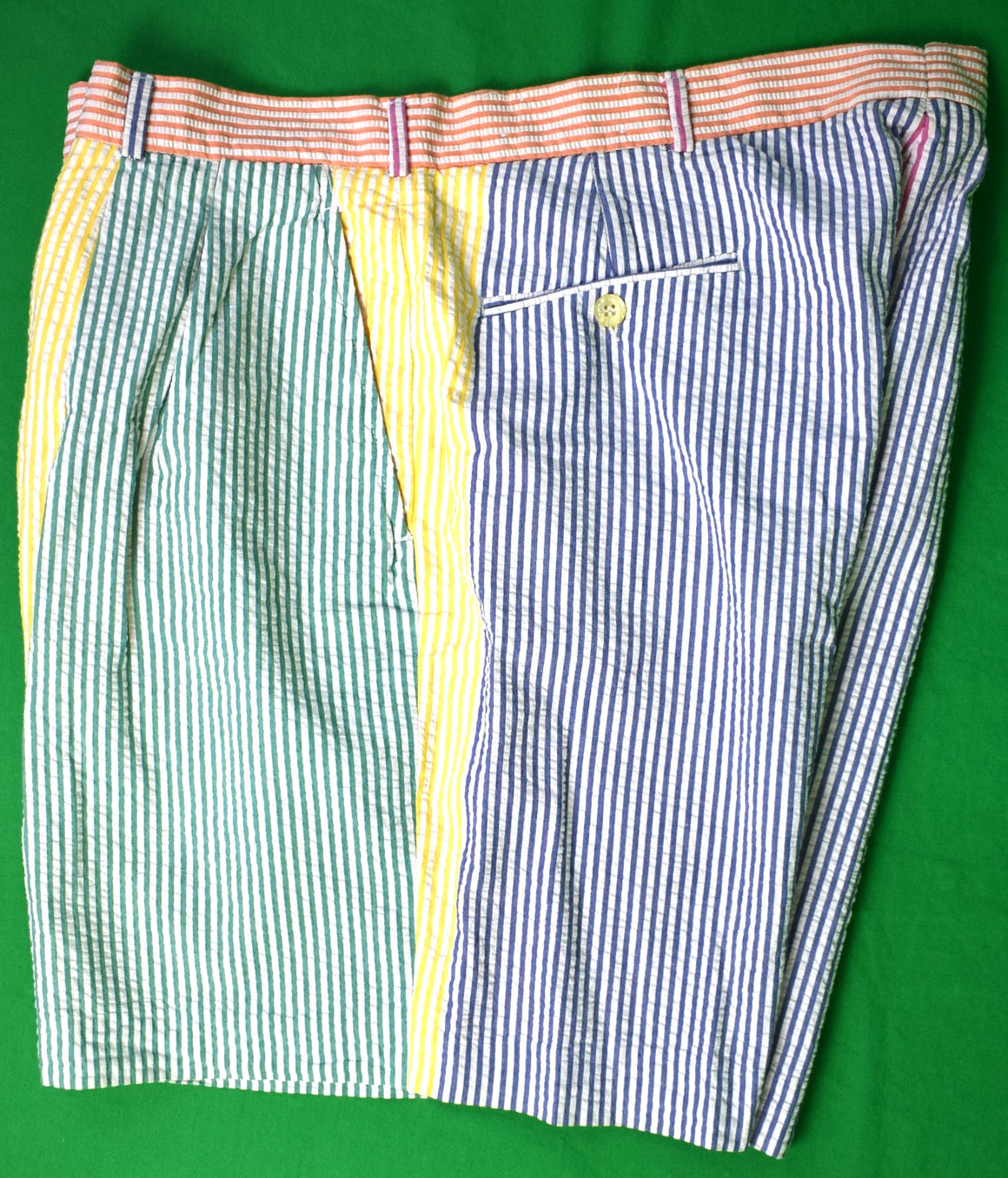 "Brooks Brothers Fun Multi Stripe c1980s Seersucker Bermuda Shorts" Sz 38