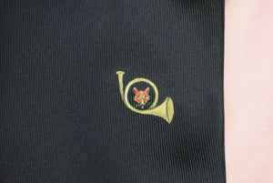 "M.J. Knoud Hand-Painted 3 Fox Mask w/ Hunting Horn Black Silk Tie"