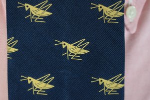 J. Press Navy/ Gold Emblematic Grasshopper English Silk Tie
