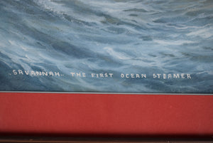 SS Savannah The First Ocean Steamer Watercolor w/ Gouache