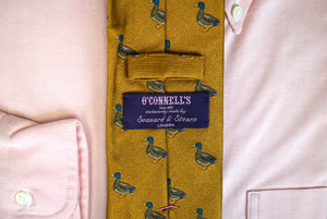 O'Connell's x Seaward & Stearn Gold Silk Tie w/ Mallard Duck Print (NWOT)