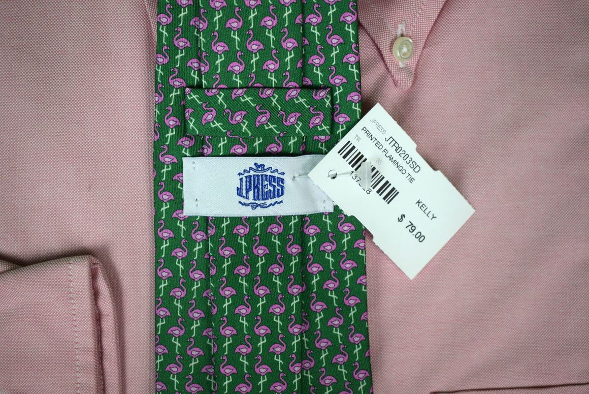"J Press Pink Flamingo/ Green Silk Tie" (New w/ JP Tag) (SOLD)