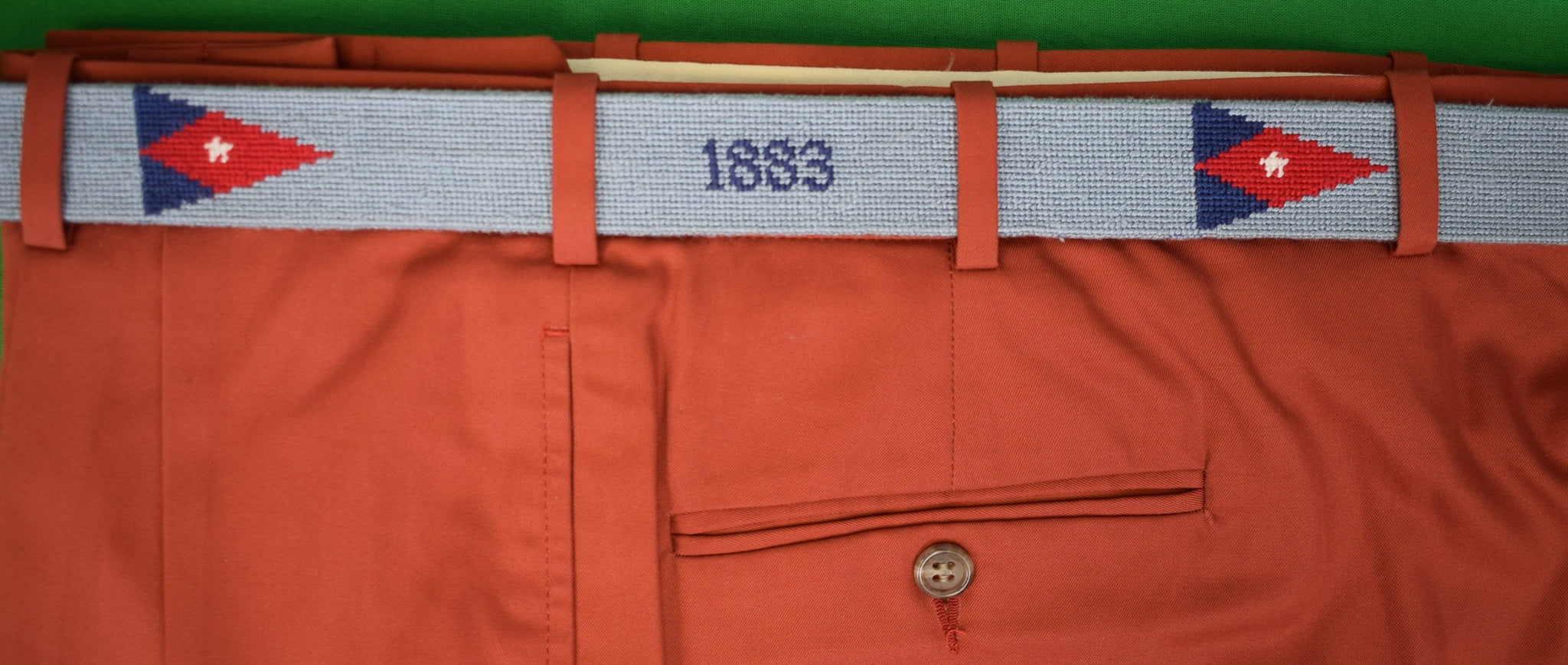 S&B x Carolina Yacht Club 1883 Hand-Needlepoint Belt Sz 42