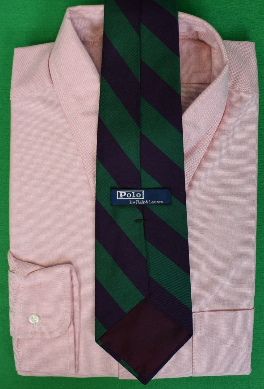 Polo Ralph Lauren Emerald Green/ Royal Purple Repp Stripe Silk Club Tie