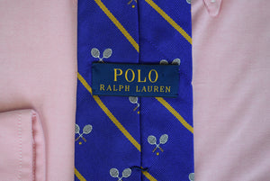 "Polo Ralph Lauren Royal Blue/ Yellow Repp Stripe Italian Silk Tennis Club Tie"