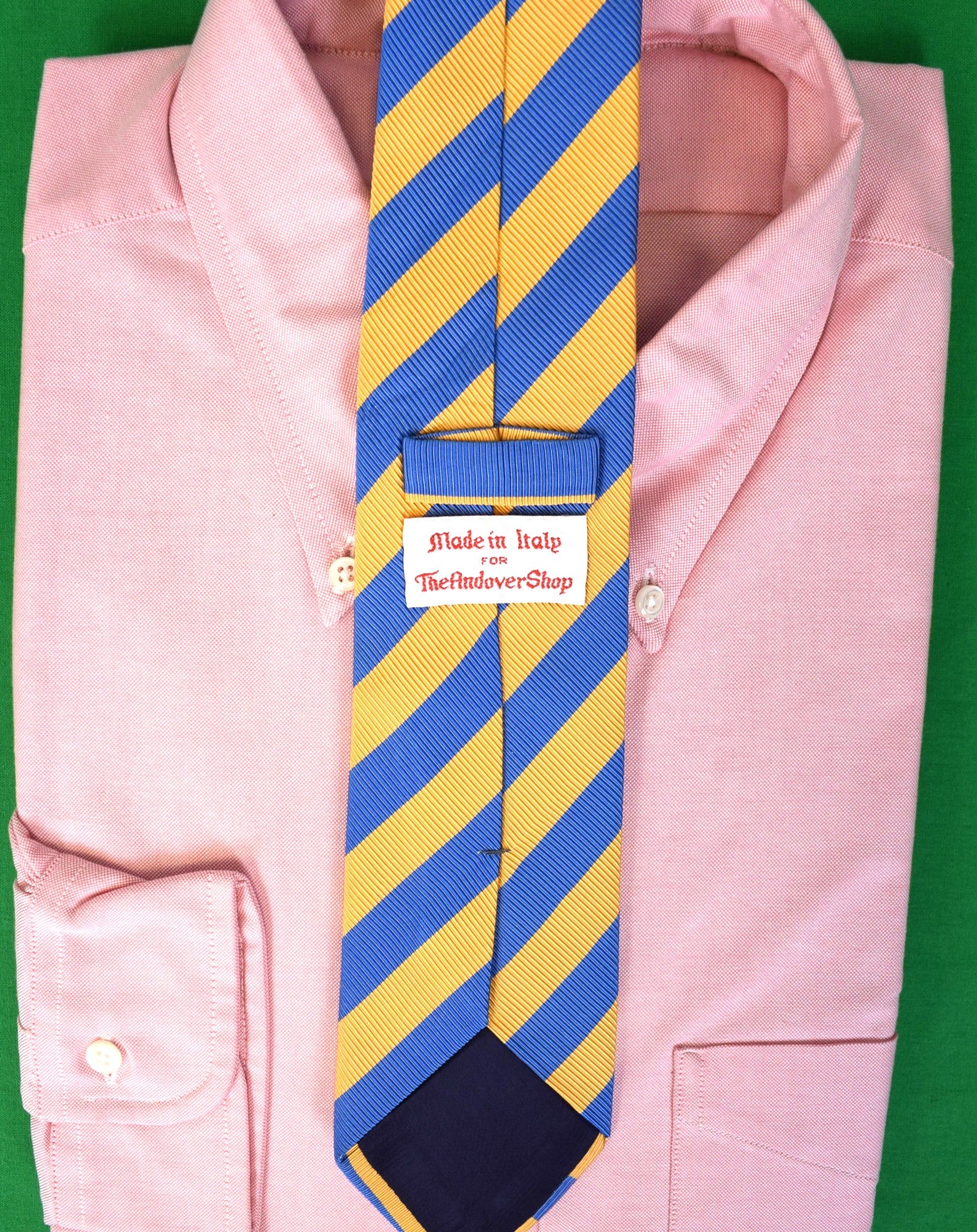 The Andover Shop Yellow/ Blue Repp Stripe Silk Club Tie (LNWOT)
