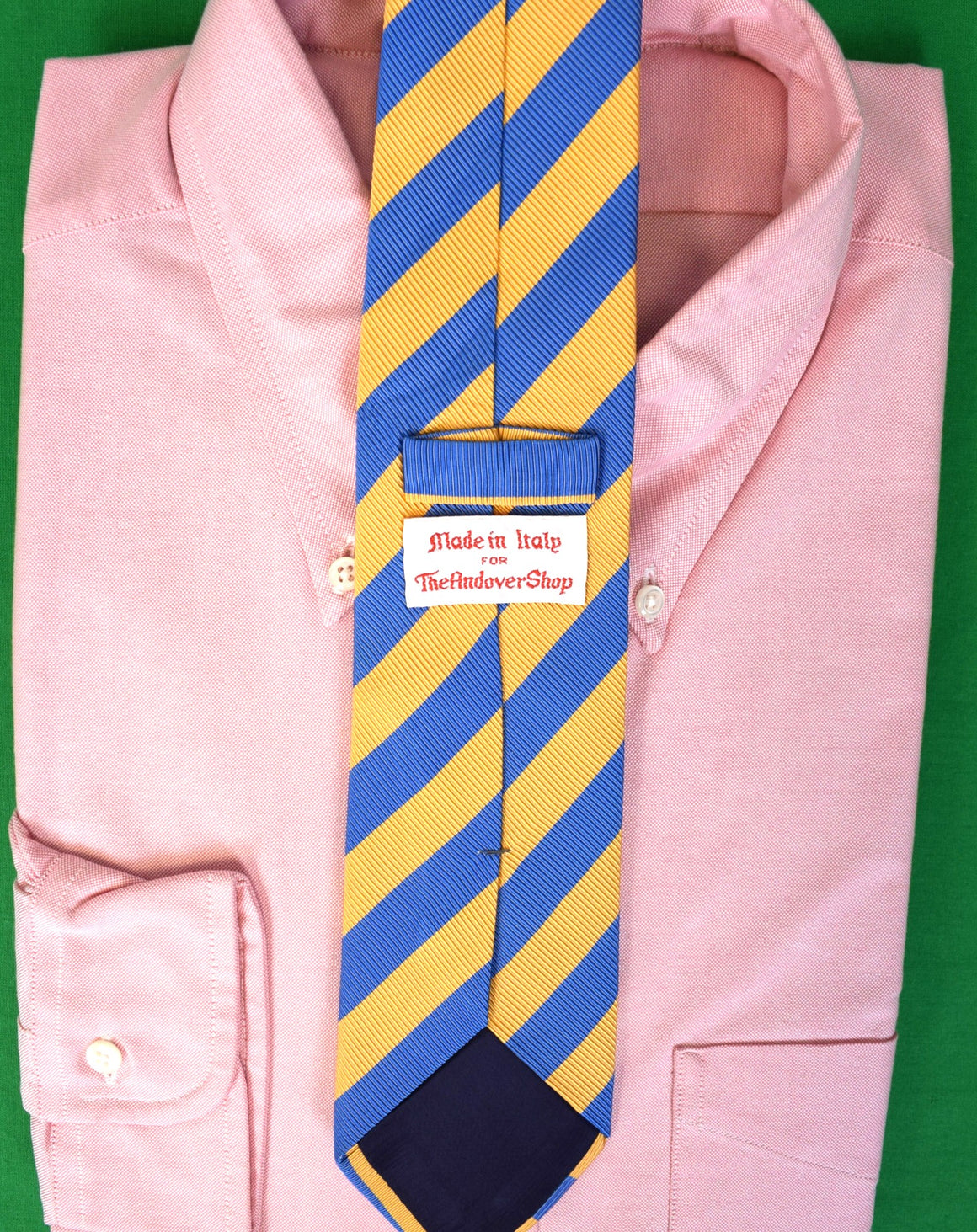 The Andover Shop Yellow/ Blue Repp Stripe Silk Club Tie (LNWOT)