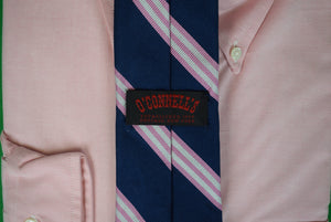 O'Connell's Navy w/ Pink/ White Repp Stripe Silk Tie (NWOT)