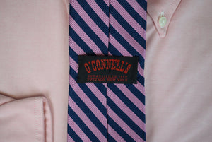 O'Connell's Pink/ Navy Repp Stripe Silk Tie (NWOT)