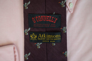 O'Connell's x Atkinsons Wool/ Silk Burgundy Tie w/ Mallard Hunt Print (NWOT)
