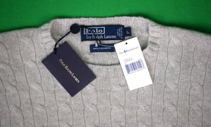 "Polo Ralph Lauren Pearl Grey Cashmere Cable Crewneck Sweater" Sz L (New w/ PRL Tag) (SOLD)