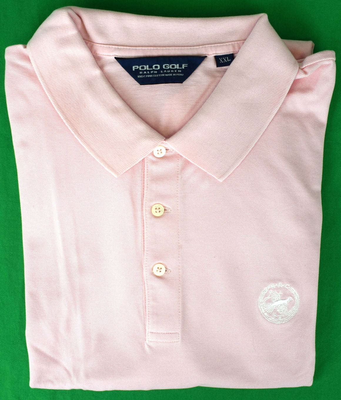 "Rolling Rock Club x Ralph Lauren Polo Golf Shell Pink Pique Shirt" Sz: XXL