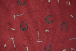"M.J. Knoud Burgundy English Wool Challis Equestrian Print Tie"