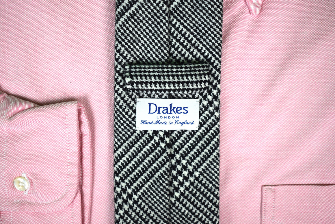 "Drakes Wool/ Angora English Prince Of Wales Plaid Tie"