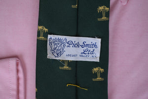 Green Club Tie w/ Gold Palm Tree Logo Motif