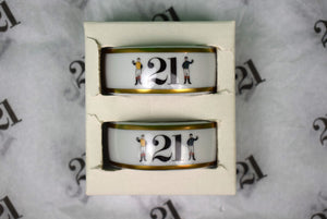 Pair x "21" Club French Limoges Porcelain Napkin Rings (New In Box)
