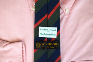 The Andover Shop x Atkinsons Royal Irish Poplin Olive w/ Navy & Red Repp Stripe Tie (NWOT)