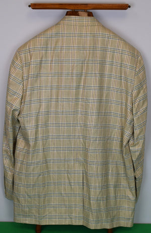"O'Connell's x Southwick Silk & Linen Tan/ Blue Plaid Sport Jacket" Sz 48L (NWOT)