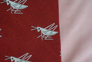 J. Press Red English Silk w/ Silver Grasshopper Club Tie