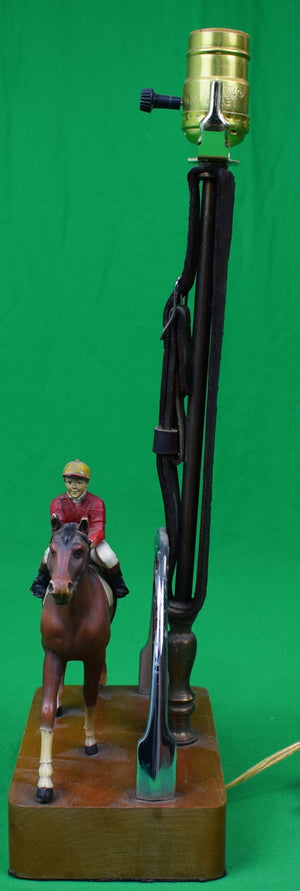 "Jockey/ Racehorse Table Lamp w/ Bridle Strap Column"