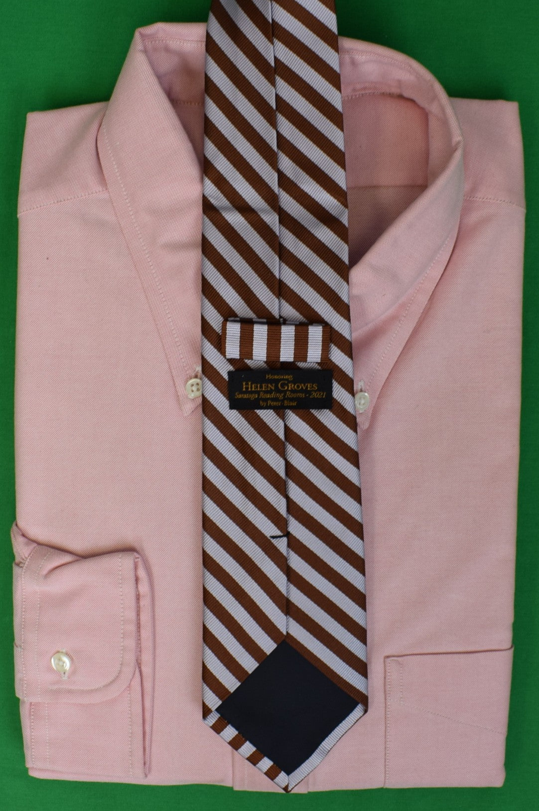 Saratoga Reading Rooms x Helen Groves 2021 Burgundy Silk Repp Stripe Club Tie