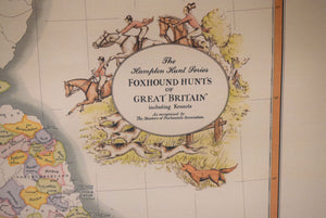 "Map Of The Foxhound Hunt's Of Great Britain Including Kennels" 1984