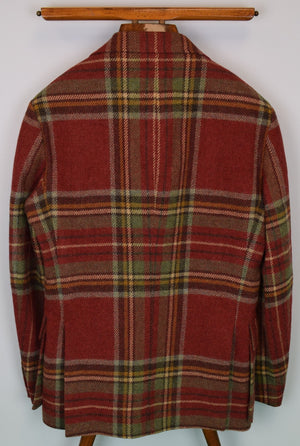 "Polo By Ralph Lauren Brick Red/ Lovat Green Horse Blanket Plaid Sport Jacket Made In Italy" Sz 40R (NWT)