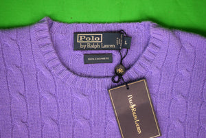 Polo Ralph Lauren Purple Cashmere Cable Crewneck Sweater Sz L (New w/ PRL Tag)