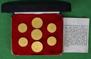 "Box Set x 7 Abercrombie & Fitch Philip V Gold Doubloon Brass Blazer Buttons"