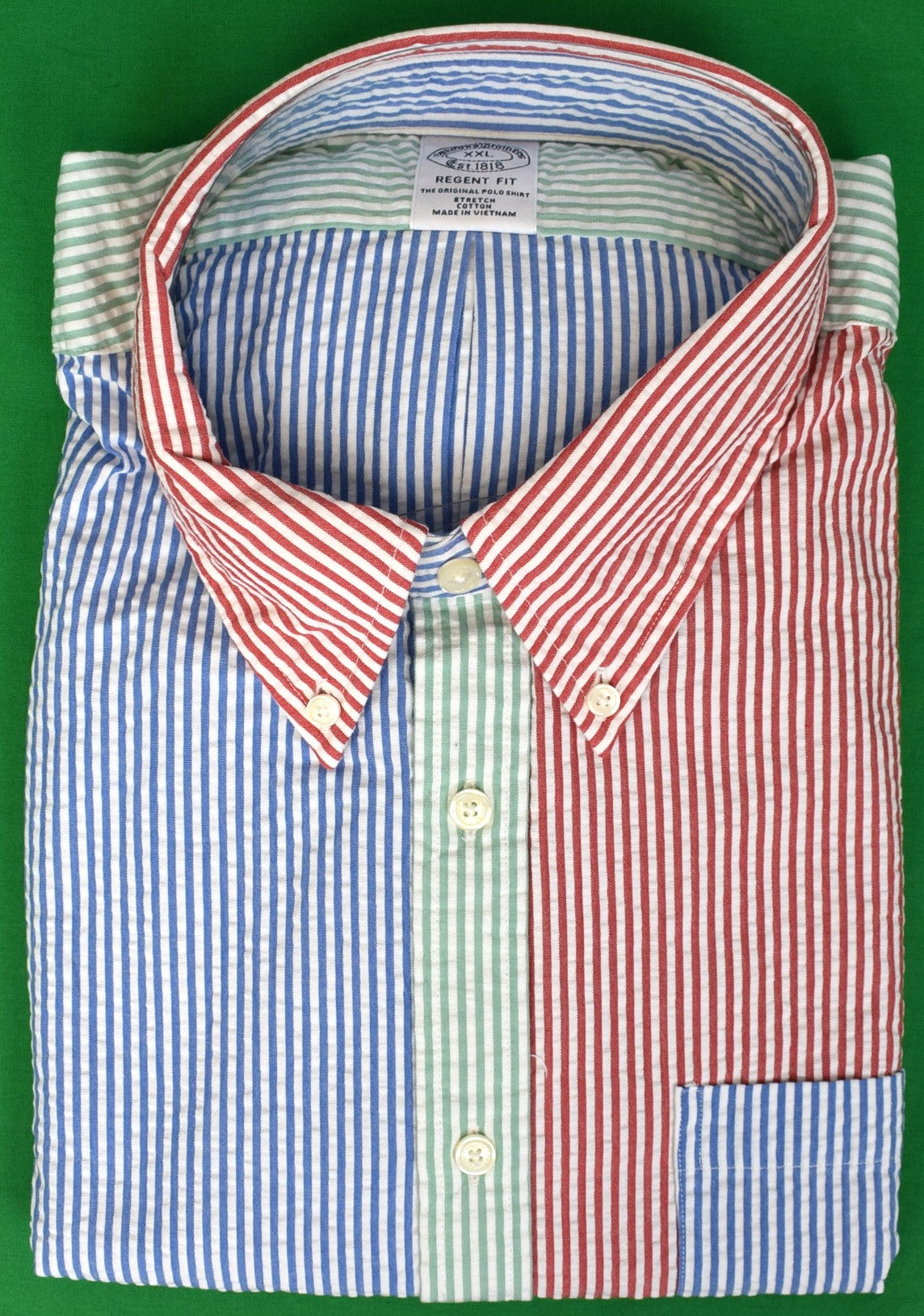 "Brooks Brothers Regent Fit Multi Stripe Seersucker B/D L/S Shirt" Sz XXL (NWT)