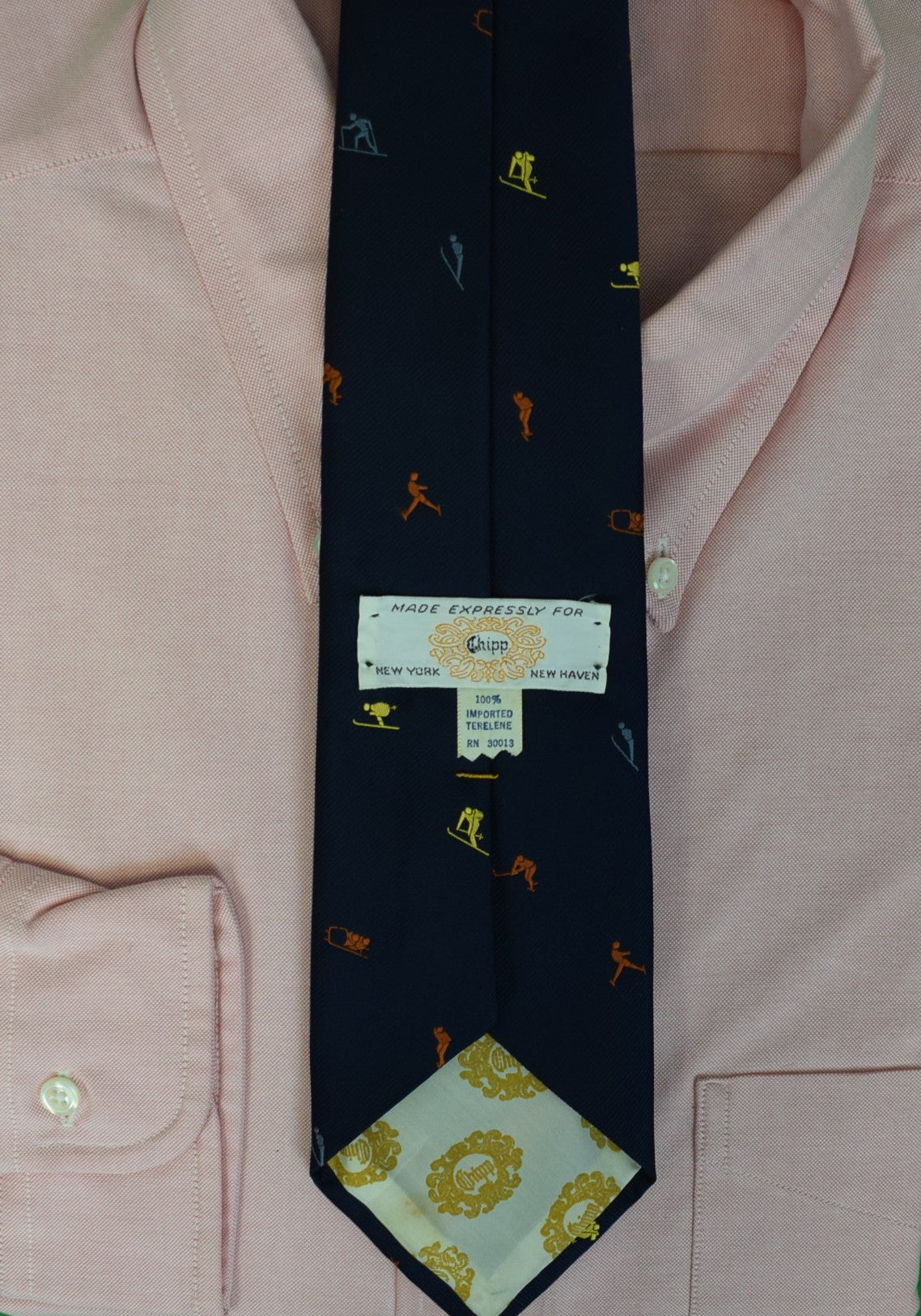 "Chipp Navy Winter Sports Theme Poly Club Tie"